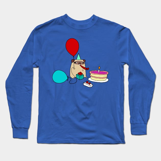 Birthday Pug Long Sleeve T-Shirt by saradaboru